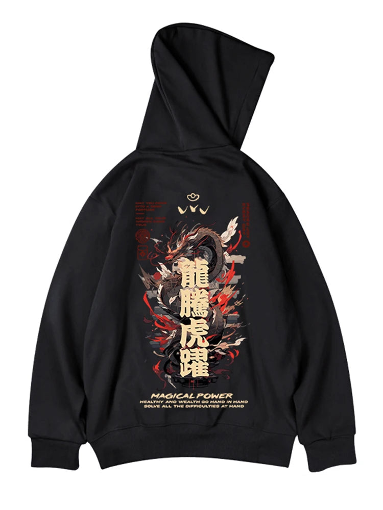 Chinese Dragon Graphic Printed Hoodies Men Streetwear Hip Hop Clothing Y2K Fleece Sweatshirts 2024 New Oversized Pullover Hoody