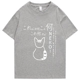 Anime Tokyo Men Tshirts Japanese Oversized Cute Cat Cartoon Print Male Casual Short Sleeve Tops Loose Summer Harajuku Tee Shirt