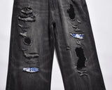 frayed hole washed pantalones hombre baggy jeans mens straight hip hop casual ropa y2k denim pants oversized cargo trousers unique cargo style 1304