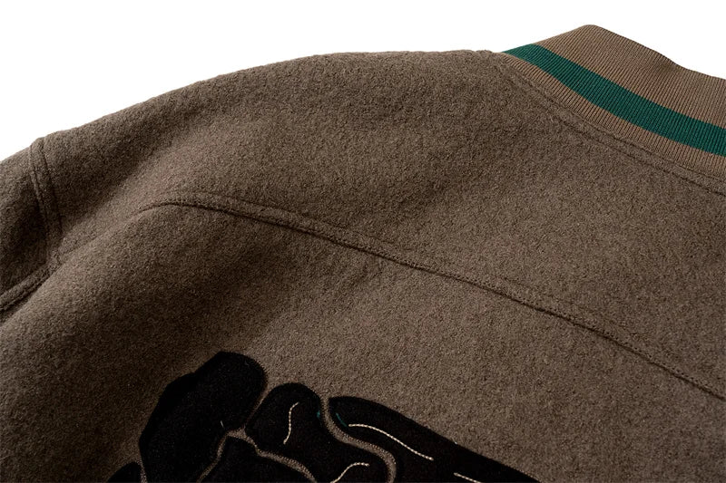 autumn and winter kanye high street yzy heavy industry animal embroidery woolen cloth clip cotton mens womens large jacket na - variant style 5f1135 for streetwear fashion