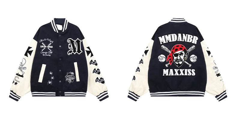 mens bomber baseball jacket coats casual patchwork pu leather single buttons fashion embroidery streetwear hip hop loose jack - variant style 036d0d for streetwear fashion
