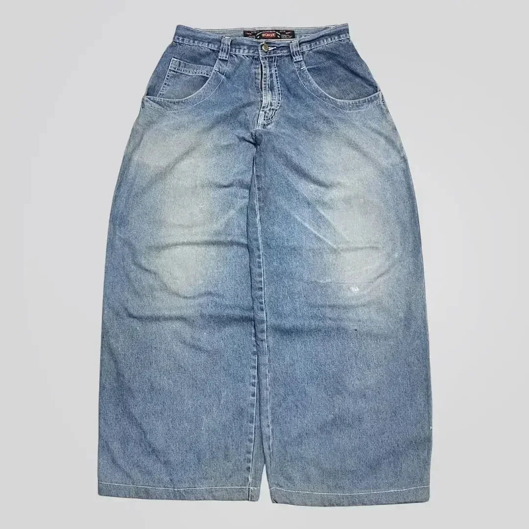 american y2k new fashion pattern embroidered spot straight jeans men street hip hop retro loose wide leg pants couple punk jeans unique jeans style 2913