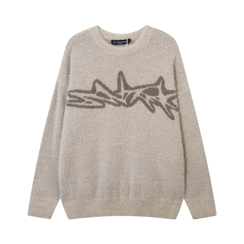 varsity flame pullover for men with bold graphic knit design, perfect for 2025 fashion, street fashion menswear trend for sea
