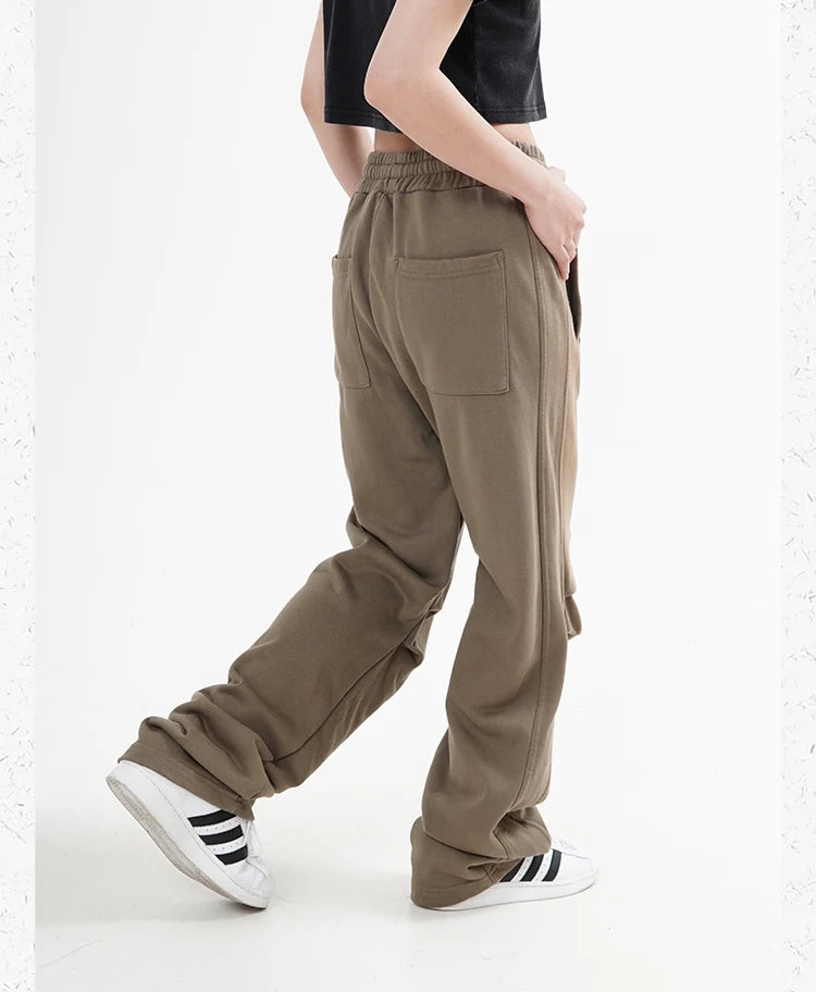 fashion washed distressed pants elastic waist drawstring men women hip hop casual sportwear pants unisex y2k streetwear joggers unique joggers style 567