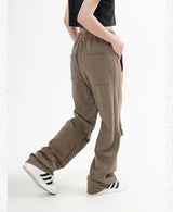 fashion washed distressed pants elastic waist drawstring men women hip hop casual sportwear pants unisex y2k streetwear joggers unique joggers style 567