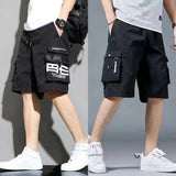 2024 summer fashion high street thin overalls mens shorts casual loose large size quarter pants high quality wide leg pants relaxed fit shorts