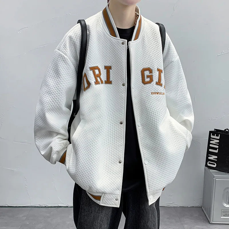 Red Leather Varsity Jacket Unisex Style