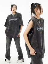 Skatercore Aesthetic piece – Summer Removable Sleeve Dressed Short Sleeve Knitted Wash Dr