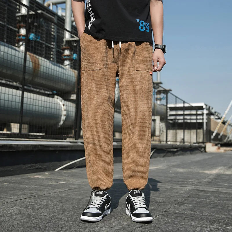 2023 spring and autumn new light luxury fashion men casual pants korean version loose sports all match pants boutique clothing unique default style 3680