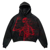 Y2K Skull Print Hoodie Streetwear Harajuku Oversized Skull Vintage Cou