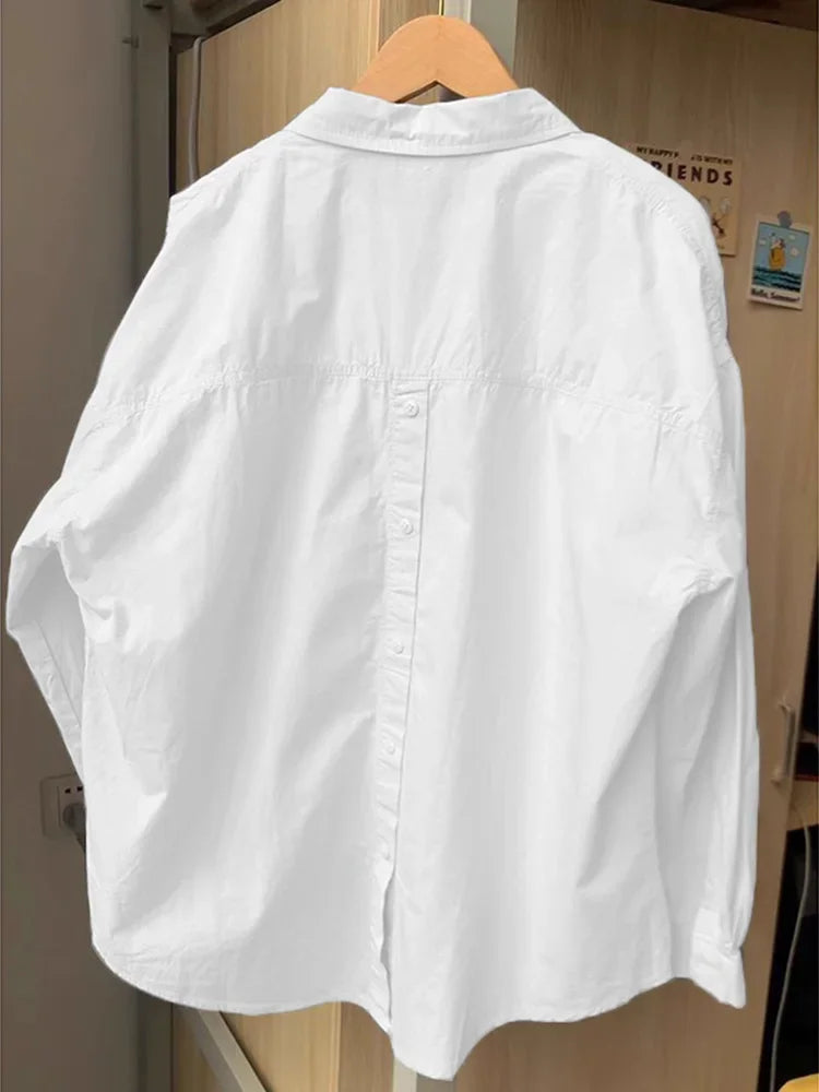 Pure Cotton Blue Long Sleeved Shirt Jacket For Women Spring Autumn Sum