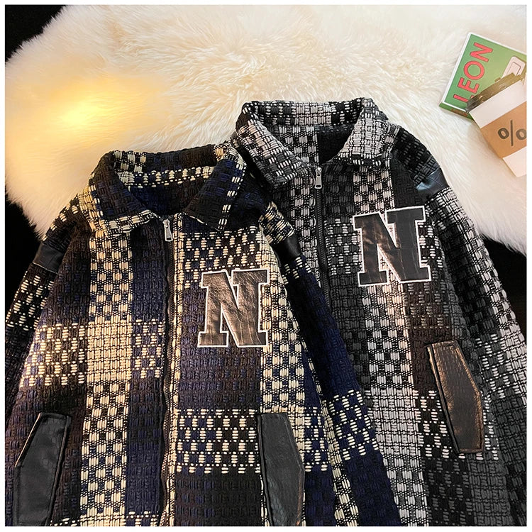 print wear hop everyday graphic quality design urban high unisex premium spring-fall-plaid-jacket-vintage-lapel-jacket-racing-jackets-pu-leather-zipper-coat-loose-mens-jacket-harajuku-couple-outerwear casual - streetwear image 91b1be oversized fashion style material essential hip fit style streetwear design ID ad559