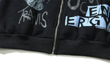 Cactus Jack Graffiti Pure Zip Up Hooded Jackets Mens Cardigan Fleece S