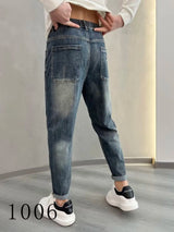 2024 autumn tapered jeans drawstring hip hop baggy designer streetwear mens clothing stylish casual denim harem jeans for men urban skinny jeans