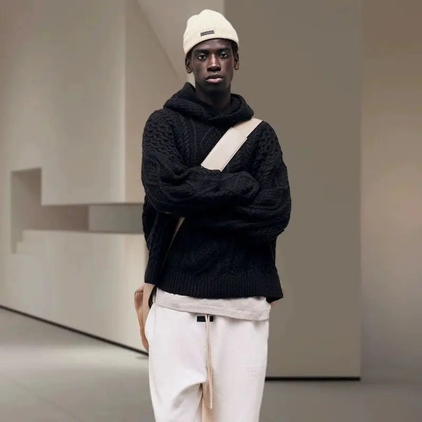 grunge knit pullover for fall and winter, oversized aesthetic with urban style, mens fashion layer for modern streetwear coll