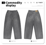 2024 autumn and winter new carbon ash wash worn jeans