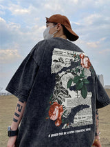 Y2k Vintage Anime – Rose Will Bloom All The Time Goth Letter Design Printed