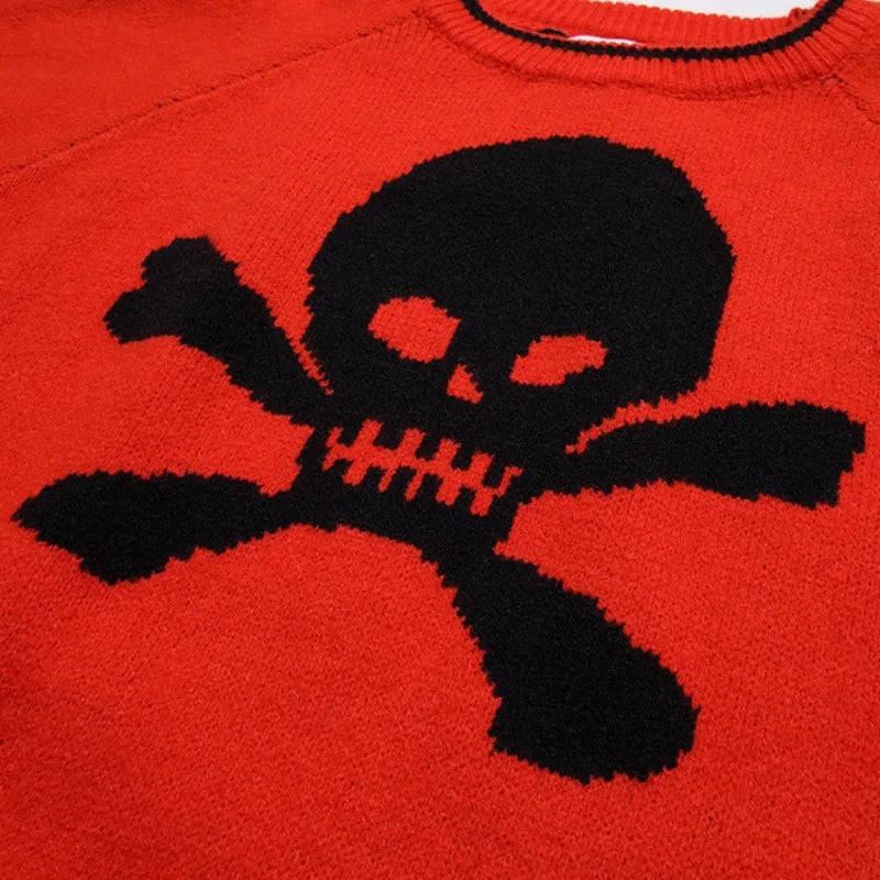 hip hop knitted sweater mens autumn winter o neck skulls pullover streetwear casual warm loose sweaters unisex jumpers knitwear unique limited edition hoodie, high quality cotton pullover, trendy hip hop style outerwear