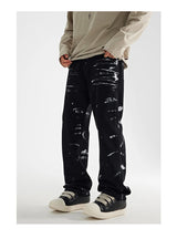 fashion graffiti printed denim jeans mens unisex casual zipper straight jeans streetwear hip hop loose black jean pants joggers unique joggers style 4277