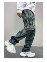 men loose casual american high street hip hop vibe printed denim baggy jeans pants man streetwear ripped jeans trousers unique jeans style 3097