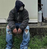 vintage ripped flared jeans blue straight baggy jeans trousers streetwear luxury loose casual distressed denim pants male unique jeans style 597