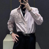Mens Shirt Love Print Casual Shirt Autumn American Retro Light Streetwear Versatile Campus Long-Sleeve Top Men'S Clothing 2024