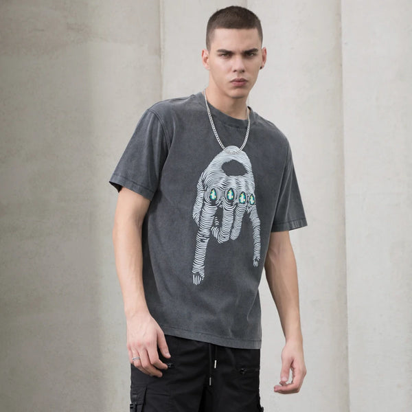 Vaporwave Chrome logo – Rainbowtouches Washed T Shirt Mens Original Vintage Unisex H
