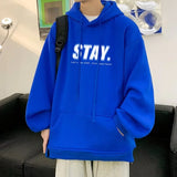 New In Letter Stay Print Sweatshirts Men Casual Vintage Fleece Pullover