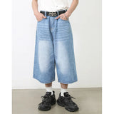 men summer streetwear fashion loose casual wide leg denim calf length jeans pants male vintage jeans baggy hosen pants denim street jeans
