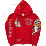 American Fashion Trend Pattern Print Zipper Hoodie Women Y2K New Stree