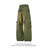 multi pocket mens wide leg straight cargo pants korean fashion track pants male casual loose mopping trousers four seasons multi-pocket cargos