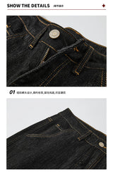 plus size 28 42 micro elastic jeans men classic fashion casual loose straight black denim jeans pant cityboy jeans long trousers unique jeans style 2138