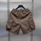 men shorts summer outdoor glossy cool feeling quick dry wide leg pants functional wind large pockets trendy men workwear shorts summer street shorts