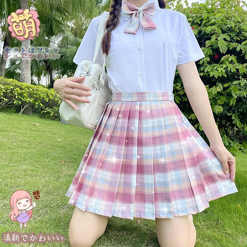 Jk Uniforms Gyaru School Uniform for Girl Student Pleated Skirt Uniform Set Women Short Sleeve Bow Tie Seifuku Japanese Style