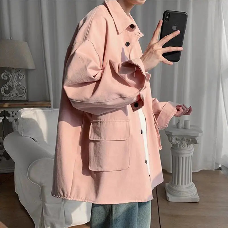 Original shirt men long-sleeved Korean style trendy loose handsome work shirt ins trendy brand spring