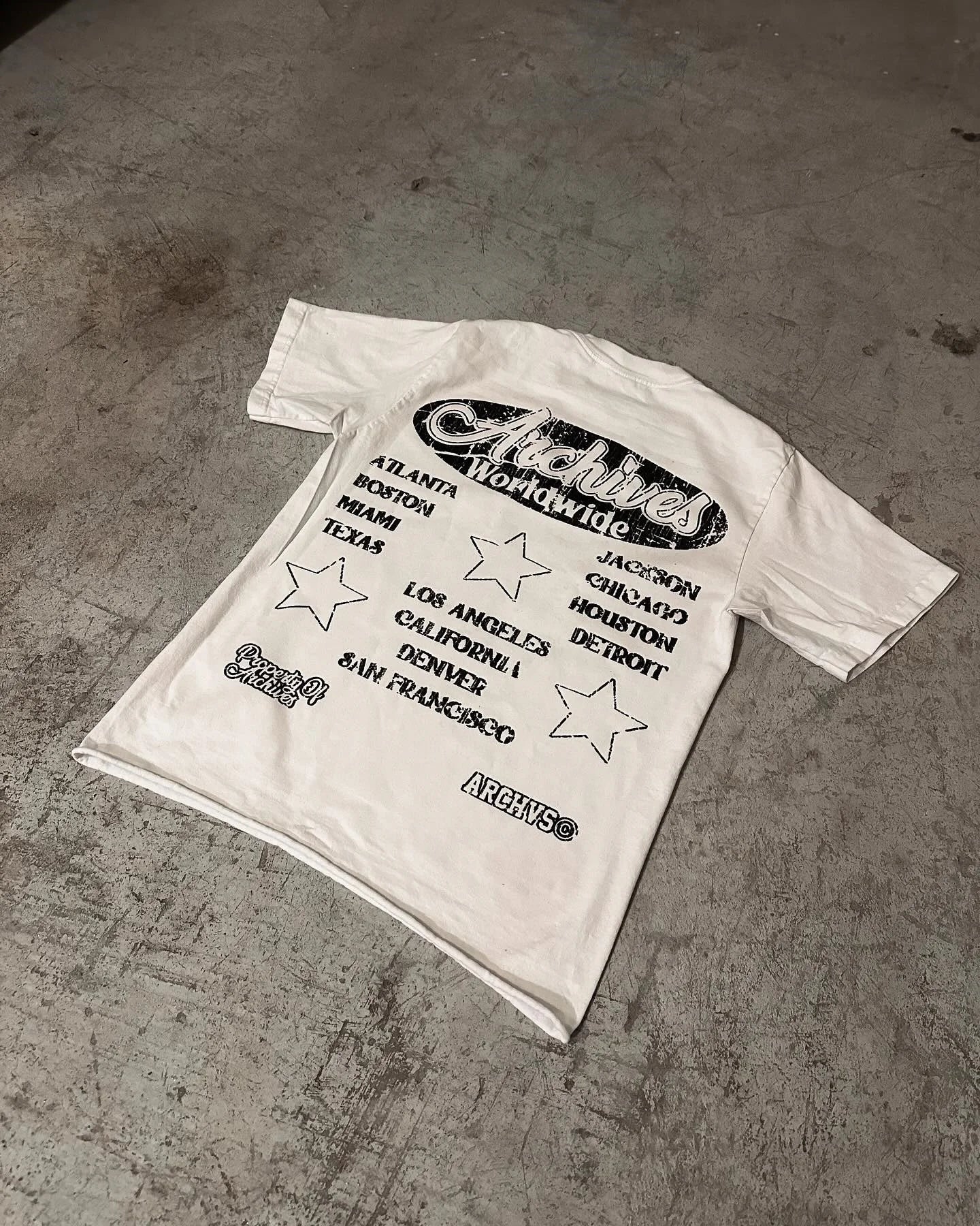 oversized harajuku flame shirt with broken text glitch design