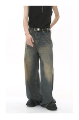 mens vintage blue baggy jeans male black loose straight denim pants y2k casual jeans trousers unique jeans style 163
