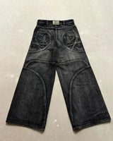 y2k baggy jeans women hip hop goth retro high waisted jeans black slouchy oversized embroidery pattern denim pants streetwear unique jeans style 606