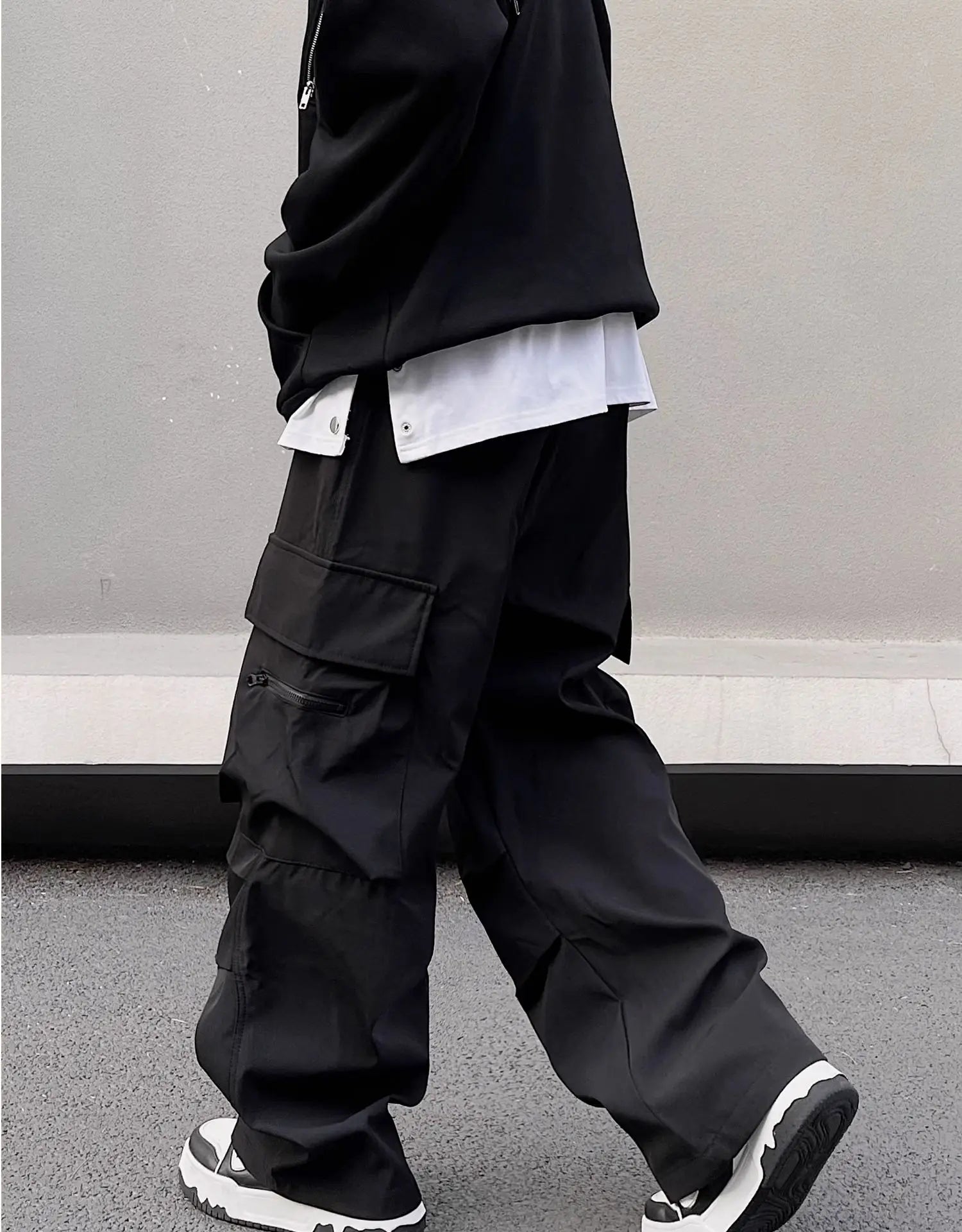fashion loose streetwear cargo pant unisex casual multi pocket wide legs drewstring trousers hip hop joggers mens baggy pants unique joggers style 5080