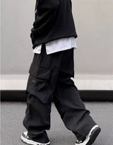fashion loose streetwear cargo pant unisex casual multi pocket wide legs drewstring trousers hip hop joggers mens baggy pants unique joggers style 5080