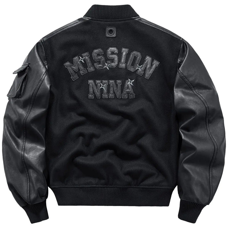 Autumn/Winter Baseball Suit Men's Wool Heavy Work Coat Ninja Embroidered American Retro Flying jackets for men leather jacket