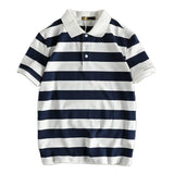 Trapwear Graphic tee – Summer Striped Polo T Shirt Mens New Retro Trend Washed Elas