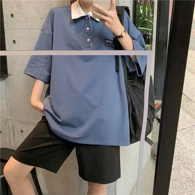 Vaporwave Chrome logo – Pure Cotton Hong Kong Style Pure Cotton Polo Shirt Short Sle
