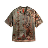 Dunhuang Feitian new Chinese style national trend printed casual short-sleeved shirt 2024 young men and women trendy retro tops