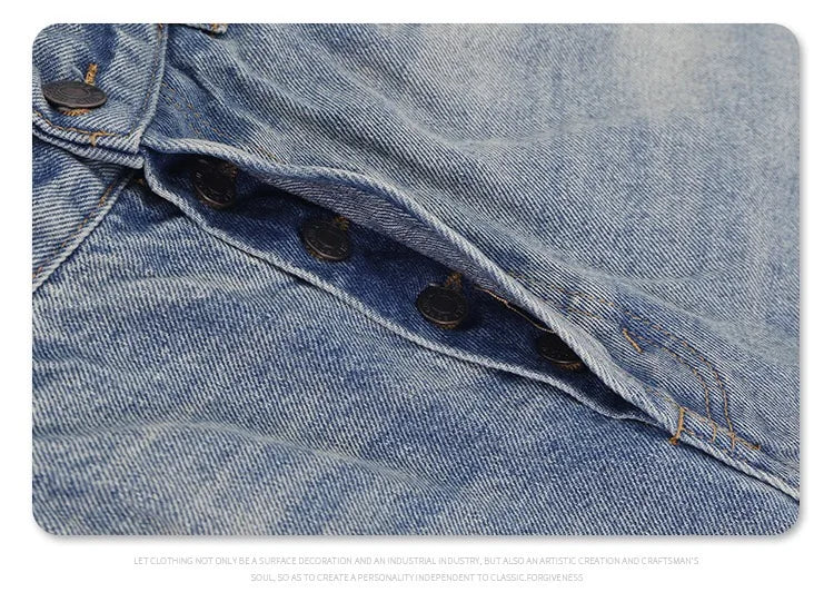 Destroy straight-leg wide jeans