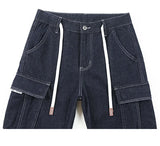 men autumn summer streetwear fashion plus size loose casual straight cargo jeans pant campus boy jeans trousers combat utility trousers