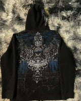 American Fashion Joker Goth Printed Zipper Hoodie Men Street Hip Hop L