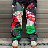 harajuku y2k style blue popular anime graphic wide leg jean fashion streetwear denim mens jeans couples high waist pants unique jeans style 3182