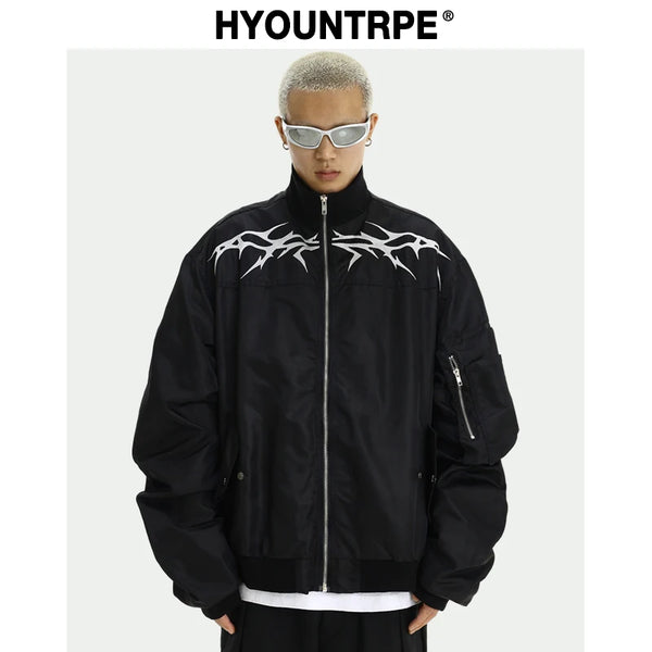 Mens Jacket Winter Warm Parkas Streetwear Casual Bomber Zipper Jackets Hip Hop Fashion Embroidery Loose Baseball Coats black  - variant style 39d976 for streetwear fashion