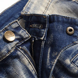 distressed washed pleated denim jean pants new fashion biker jeans streetwear casual slim pants jogger y2k mens skinny joggers unique joggers style 4134